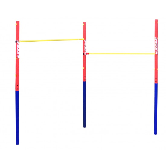 HUDORA Gymnastic Bar Fabian Double (Set), Fitness device(red/blue, 100 kg, Blue,Red,Yellow, Steel, 5 cm, 1540 mm, 2410 mm)(64002)
