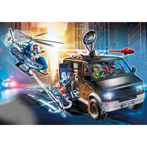 Playmobil City Action Helicopter Pursuit with Runaway Van (70575)