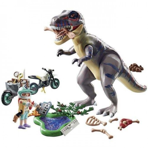 Playmobil Dinos T-Rex και Εξερευνητής Με Μοτοσικλέτα(71524)