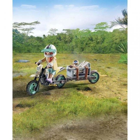 Playmobil Dinos T-Rex και Εξερευνητής Με Μοτοσικλέτα(71524)