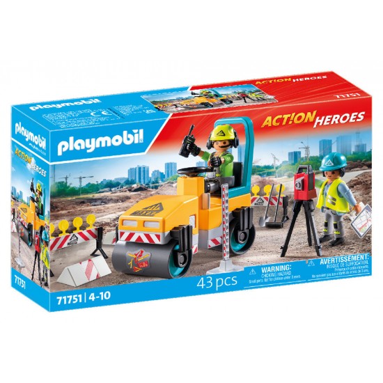Playmobil Action Heroes Οδοστρωτήρας-Εργάτες(71751)