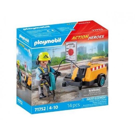 Playmobil Action Heroes Εργάτης με Κομπρεσέρ(71752)