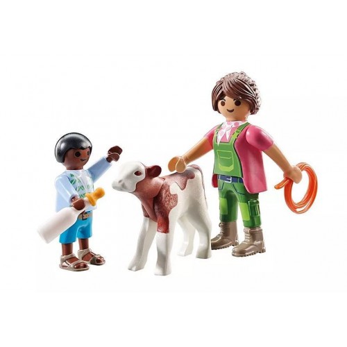 Playmobil duo_pack Αγρότισσα και παιδάκι με μοσχαράκι (71803)