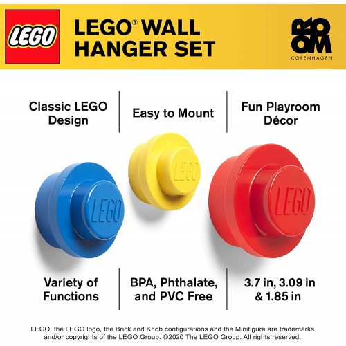 Lego Room Copenhagen Wall Hanger Set - Yellow, Blue, Red (40161732)