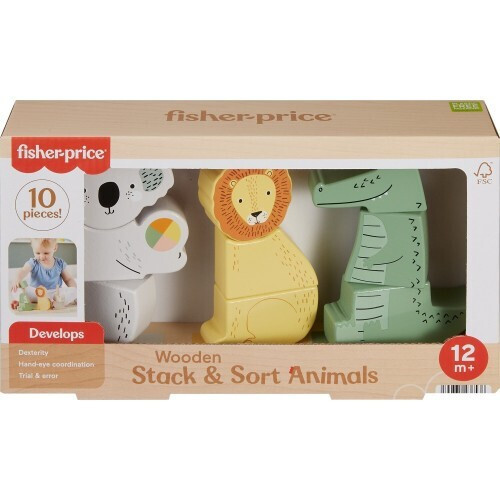 Mattel Fisher-Price Ξύλινα Ζωάκια Παιχνίδι Κινητικών Δεξιοτήτων (HXV04)