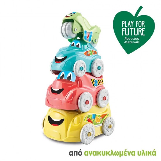 As Baby Clementoni Play For Future Βρεφικό Παιχνίδι Πυραμίδα Με Οχήματα Για 10-36 Μηνών (1000-17111)