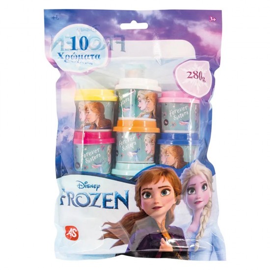 AS Πλαστελίνη Disney Frozen Σακουλάκι Με 10 Βαζάκια Και Καπάκια Καλουπάκια 280gr Για 3+ Χρονών (1045-03598)