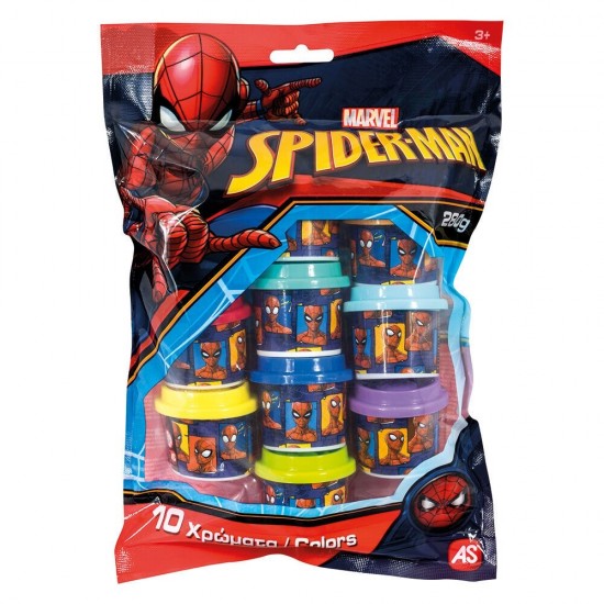 AS Πλαστελίνη Marvel Spiderman Σακουλάκι Με 10 Βαζάκια Και Καπάκια Καλουπάκια 280gr Για 3+ Χρονών (1045-03599)