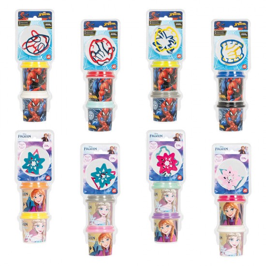 AS Πλαστελίνη Disney Frozen & Marvel Spiderman Σετ 2 Βαζάκια Με 2 Cutters 228gr Για 3 Χρονών και άνω (1045-03607)