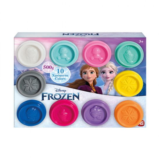 AS Πλαστελίνη Disney Frozen Κουτί Με 10 Βαζάκια Και Καπάκια Καλουπάκια 500gr Για 3 Χρονών και άνω (1045-03610)