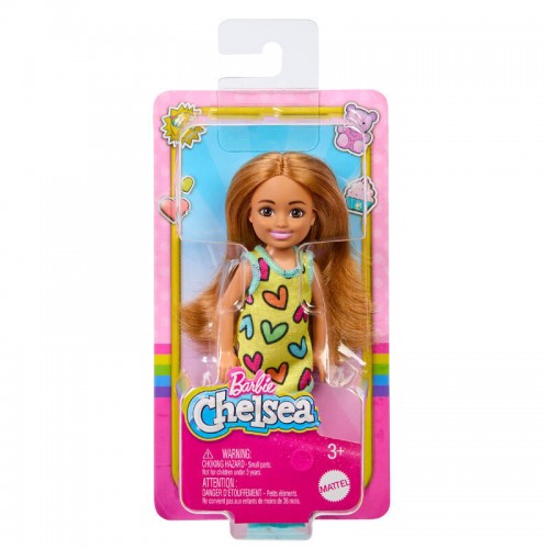 Mattel Barbie Chelsea, Που Φοράει Αφαιρούμενο Φόρεμα Με Στάμπα Καρδιάς Και Παπούτσια Ξανθιά Αλογοουρά Μπλε Μάτια (DWJ33/HNY57)