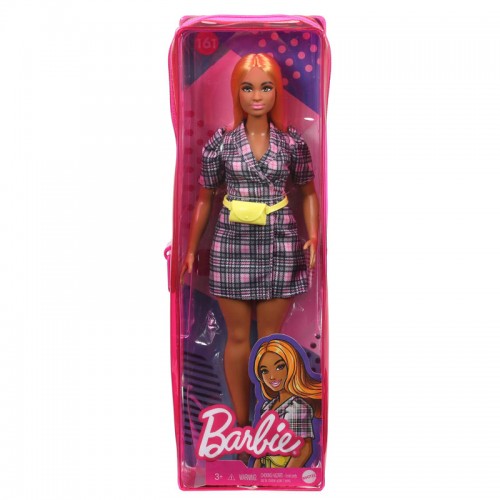 Mattel  Barbie Fashionistas #161 Puff Sleeve Plaid Blazer Dress Curvy Doll με Λαμπάδα (FBR37/GRB53)