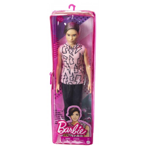Mattel Barbie Ken Doll - Fashionistas #193 Pink Hoodie with Lightening Bolts Black Rooted Hair Doll (DWK44/HBV27)