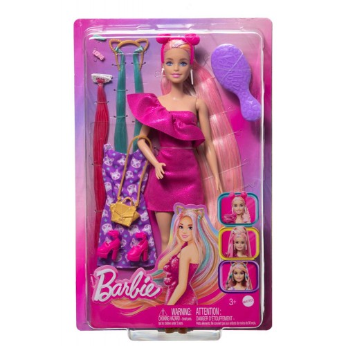 Mattel Barbie Πολύχρωμα Μαλλιά Με Πολύ Μακριά Ξανθά Μαλλιά Και Αξεσουάρ Styling (JDC85)