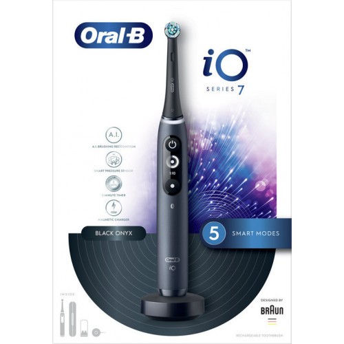 Braun Oral-B IO Series 7 Ηλεκτρική Οδοντόβουρτσα με Χρονομετρητή  Αισθητήρα Πίεσης και Θήκη Ταξιδίου Black Onyx (4210201408482)