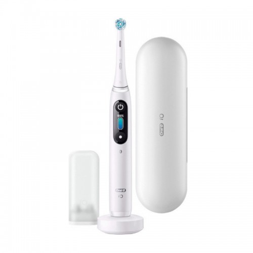 Braun Oral-B iO Series 8N Ηλεκτρική Οδοντόβουρτσα με Χρονομετρητή Αισθητήρα Πίεσης και Θήκη Ταξιδίου White Alabaster (4210201408543)