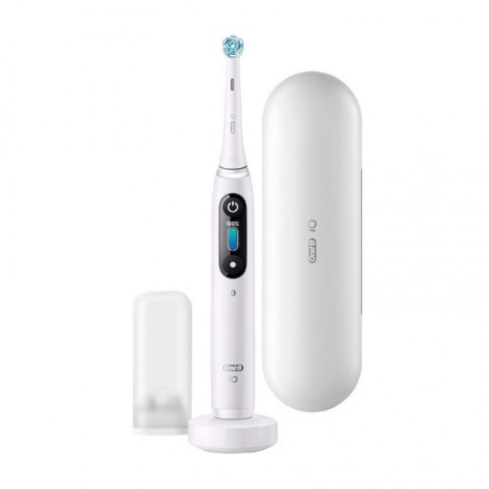 Braun Oral-B iO Series 8N Ηλεκτρική Οδοντόβουρτσα με Χρονομετρητή Αισθητήρα Πίεσης και Θήκη Ταξιδίου White Alabaster (4210201408543)