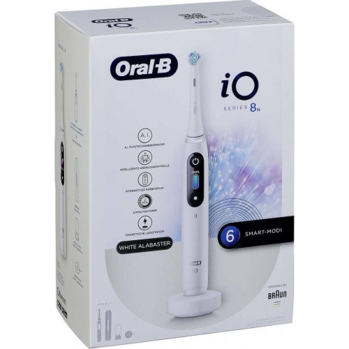 Braun Oral-B iO Series 8N Ηλεκτρική Οδοντόβουρτσα με Χρονομετρητή Αισθητήρα Πίεσης και Θήκη Ταξιδίου White Alabaster (4210201408543)