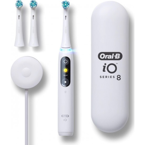 Braun Oral-B iO Series 8N Ηλεκτρική Οδοντόβουρτσα με Χρονομετρητή Αισθητήρα Πίεσης και Θήκη Ταξιδίου White Alabaster (4210201408543)