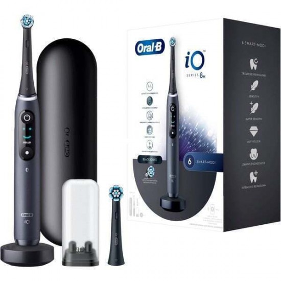 Braun Oral-B iO Series 8N Ηλεκτρική Οδοντόβουρτσα με Χρονομετρητή Αισθητήρα Πίεσης και Θήκη Ταξιδίου Black Onyx (4210201408567)