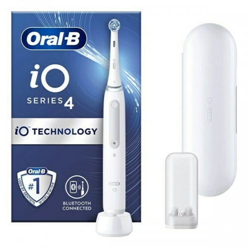 Braun Oral-B iO Series 4 Ηλεκτρική Οδοντόβουρτσα με Χρονομετρητή Αισθητήρα Πίεσης και Θήκη Ταξιδίου White (4210201414988)