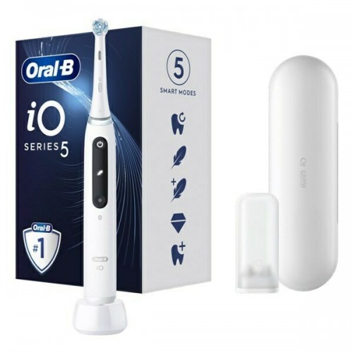 Braun Oral-B IO Series 5 Ηλεκτρική Οδοντόβουρτσα με Αισθητήρα Πίεσης και Θήκη Ταξιδίου White (4210201415060)
