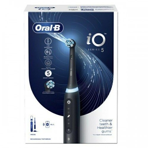 Braun Oral-B IO Series 5 Ηλεκτρική Οδοντόβουρτσα με Αισθητήρα Πίεσης και Θήκη Ταξιδίου Black (4210201415107)