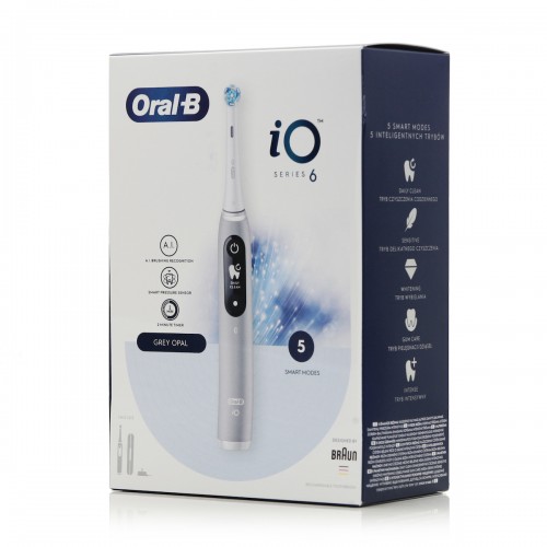Braun Oral-B iO Series 6 Ηλεκτρική Οδοντόβουρτσα με Χρονομετρητή Αισθητήρα Πίεσης και Θήκη Ταξιδίου Grey Opal (4210201445258)