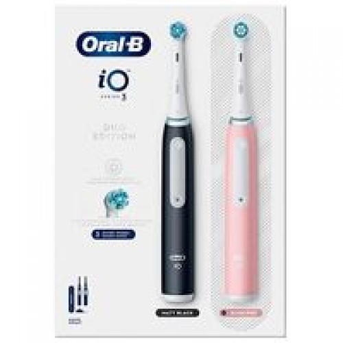 Braun Oral-B iO Series 3N Duo, ηλεκτρική οδοντόβουρτσα με 2η χειρολαβή μαύρο/ροζ (8006540731857)