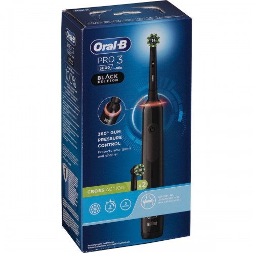 Braun Oral-B Pro 3 3000 Ηλεκτρική Οδοντόβουρτσα με Χρονομετρητή και Αισθητήρα Πίεσης & Cross Action Black (8006540759790)