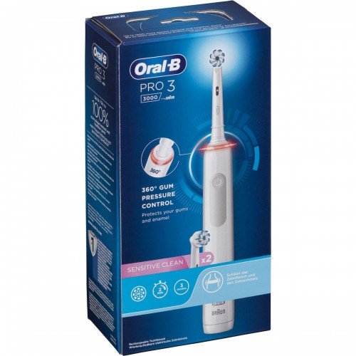 Braun Oral-B Pro 3 3000 Ηλεκτρική Οδοντόβουρτσα με Χρονομετρητή και Αισθητήρα Πίεσης & Cross Action White (8006540760857)