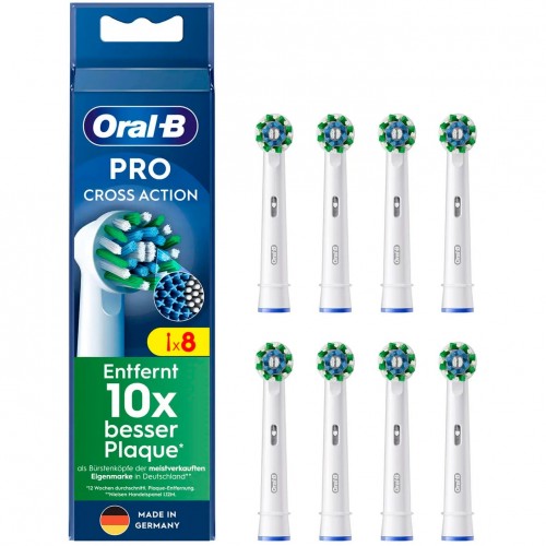 Braun Oral-B Pro Cross Action κεφαλές βούρτσας συσκευασία των 8 άσπρο (8006540860472)