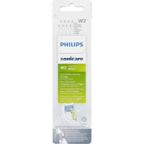 Philips Sonicare W2 Optimal White Ανταλλακτικές Κεφαλές για Ηλεκτρική Οδοντόβουρτσα 8τμχ (HX6068/12)