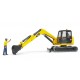 Bruder Εκσκαφέας CAT mini με ερπύστριες και εργάτη (02466)
