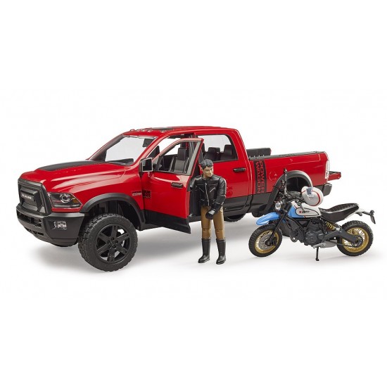 Bruder Φορτηγακι Αγροτικο Ram Με Μηχανη Ducati Off Road Και Αναβατη (02502)