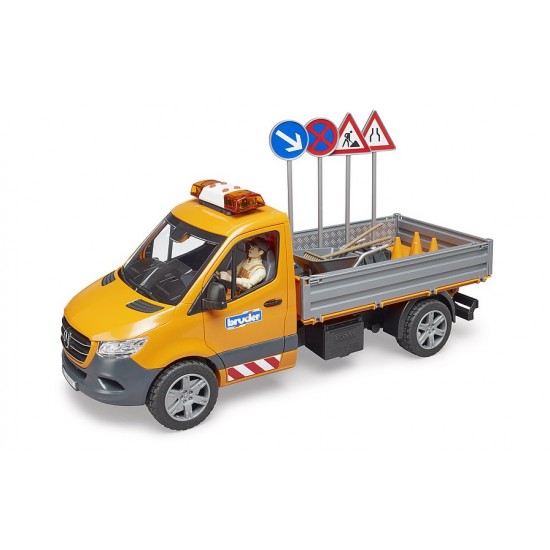 Bruder MB Sprinter Φορτηγό Δημοσίων Έργων με Οδηγό, Φως ,Ήχο και αξεσουάρ (02677)