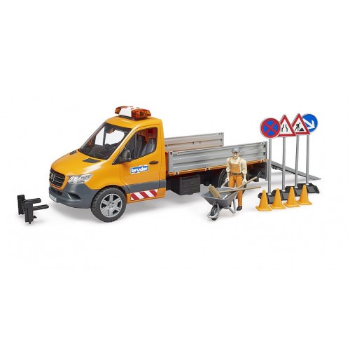 Bruder MB Sprinter Φορτηγό Δημοσίων Έργων με Οδηγό, Φως ,Ήχο και αξεσουάρ (02677)