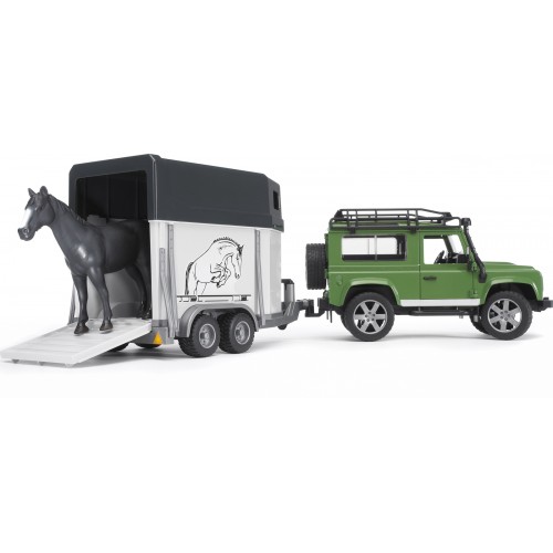 Bruder Land Rover Defender με Τρέιλερ Αλόγου & Άλογο 1:16 (2592)