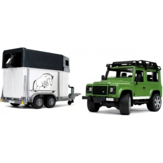 Bruder Land Rover Defender με Τρέιλερ Αλόγου & Άλογο 1:16 (2592)
