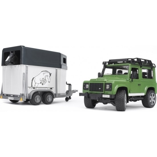 Bruder Land Rover Defender με Τρέιλερ Αλόγου & Άλογο 1:16 (2592)
