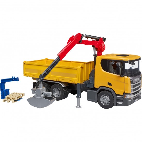 Bruder Χωματουργικό Scania Super 560R με γερανό & 2 παλέτες (3551)
