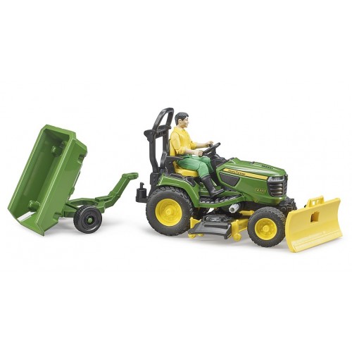 Bruder Τρακτεράκι για Γκαζόν John Deere με Κηπουρό Καρότσα (62104)