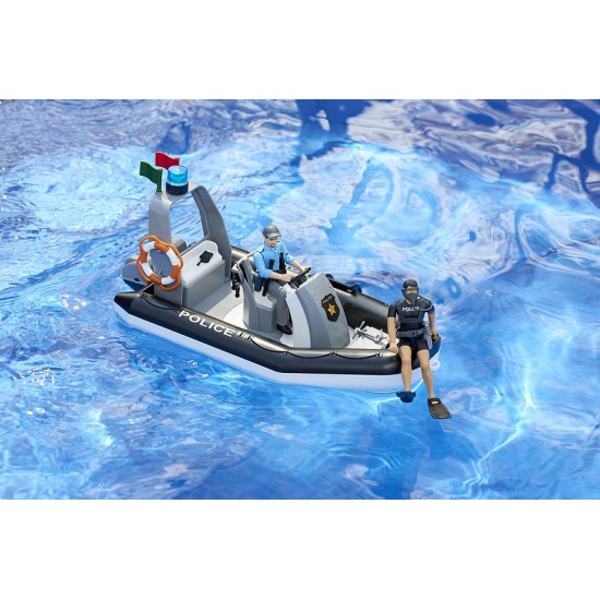 Bruder bworld Police boat with rotating beacon light, 2 figures and accessories (62733)