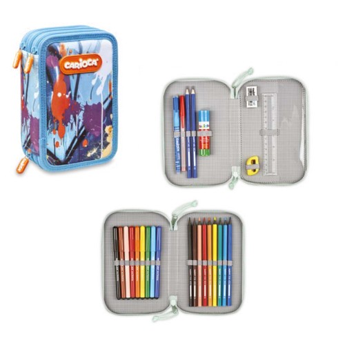 Carioca Equipped Pencil Case with 2 Compartments Carioca Spray, Blue (103120551) Carioca Equipped Pencil Case with 2 Compartments Carioca Spray, Blue (103120551)