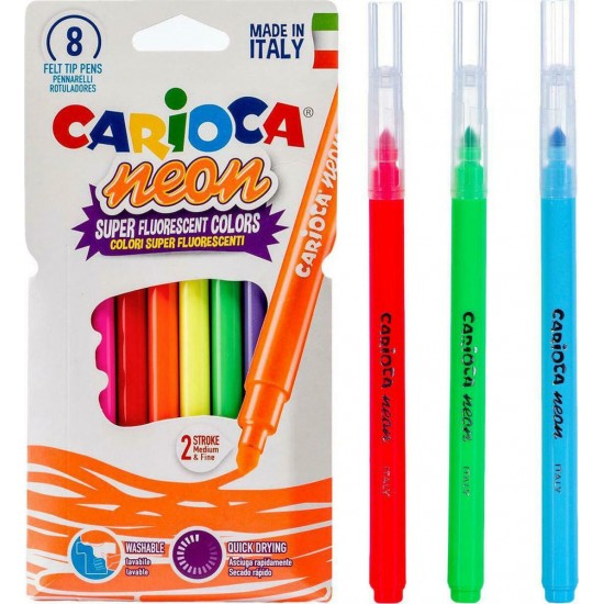 Carioca Neon Πλενόμενοι Μαρκαδόροι Ζωγραφικής Χονδροί σε 8 Χρώματα (10342785)