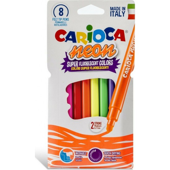 Carioca Neon Πλενόμενοι Μαρκαδόροι Ζωγραφικής Χονδροί σε 8 Χρώματα (10342785)