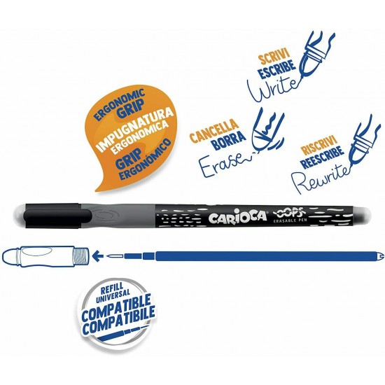 Carioca Στυλό Rollerball με Μαύρο Μελάνι 12τμχ Oops (1034303901)