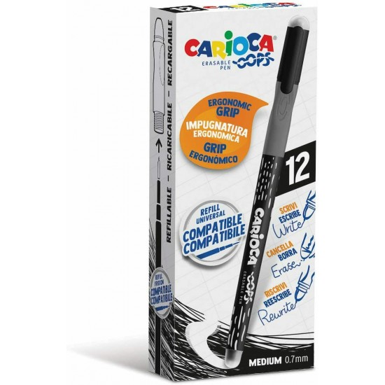 Carioca Στυλό Rollerball με Μαύρο Μελάνι 12τμχ Oops (1034303901)