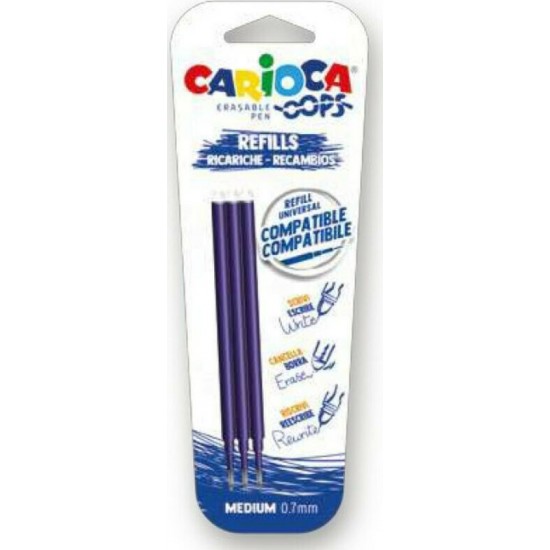 Carioca Oops Erasable Ανταλλακτικό Μελάνι για Στυλό σε Μπλε χρώμα 3τμχ (1034304102)