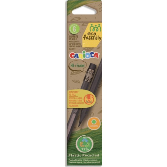 Carioca Eco Family Μολύβια με Γόμα Γκρι Σετ 6  (10343091)